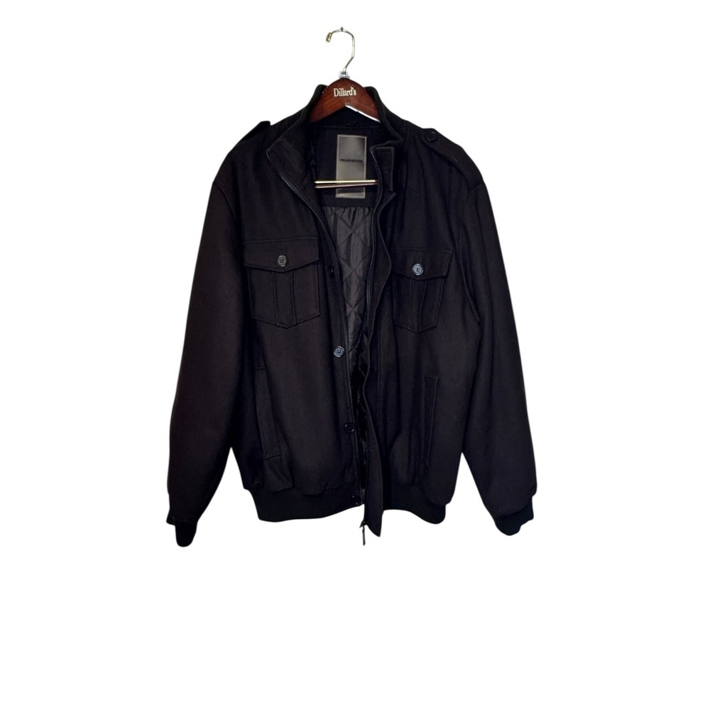Phillips New York Men's Jacket Bomber Button & Zip Front Wool Blend Lined Sz. XL